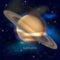 Planet Saturn. Against the background of outer space with stars and cosmic dust. Royalty Free Stock Photo